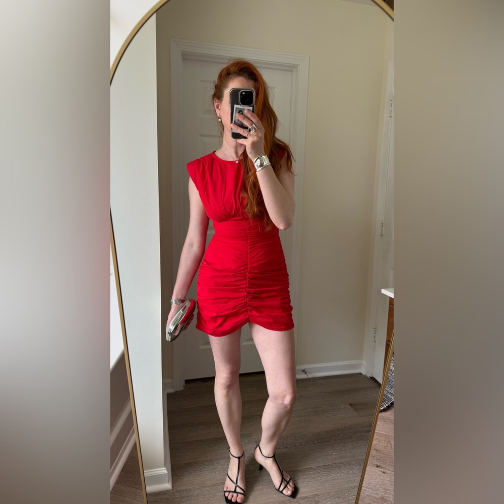 ZARA 100% cotton Red Mini Dress- size M- excellent condition - Picture 2 of 10